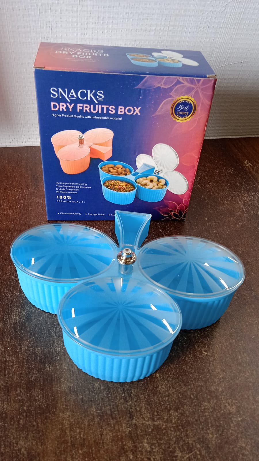 Premium 3-Compartment Revolving Dry Fruit Box (1 Pc) Premium 3-Compartment Revolving Dry Fruit Box (1 Pc)